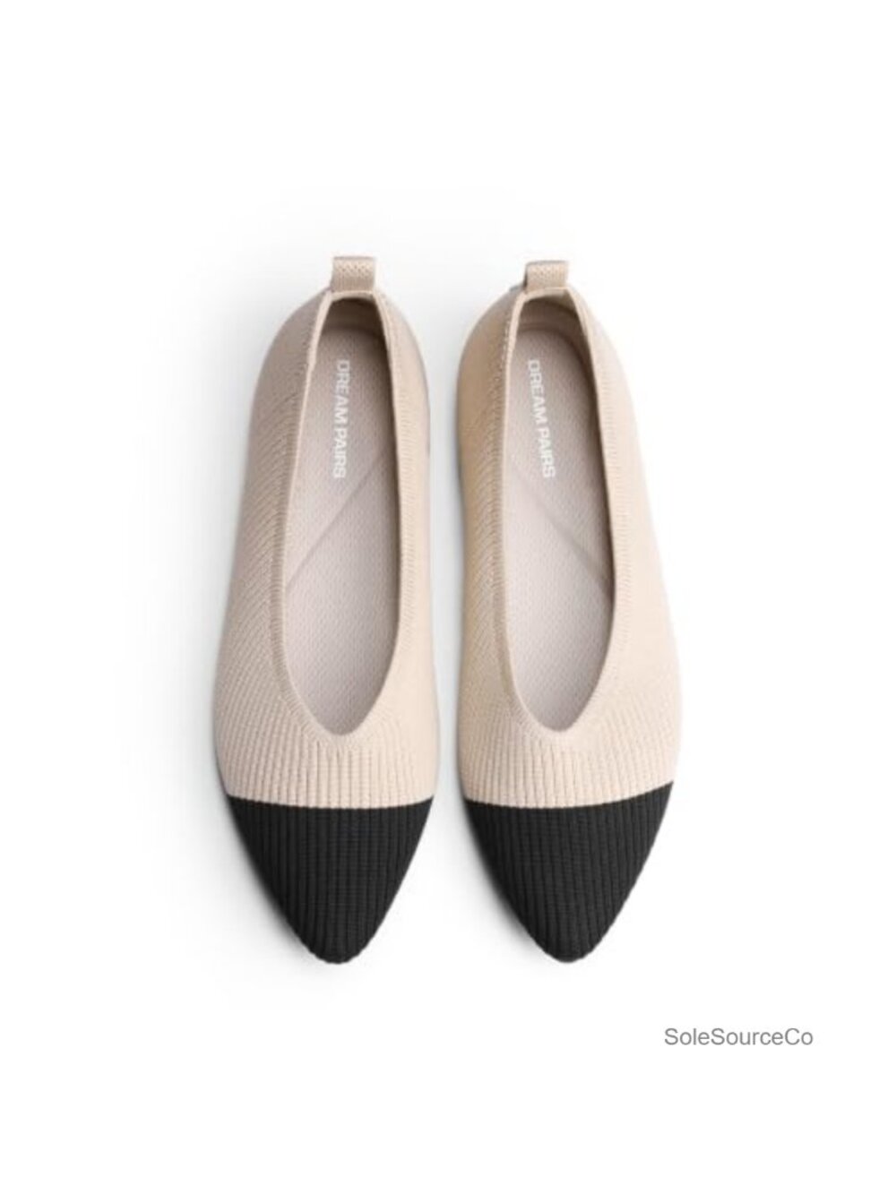 Breathable Knit Ballet Flats with Cushioned Insole, Non-Slip TPR Sole, Machine